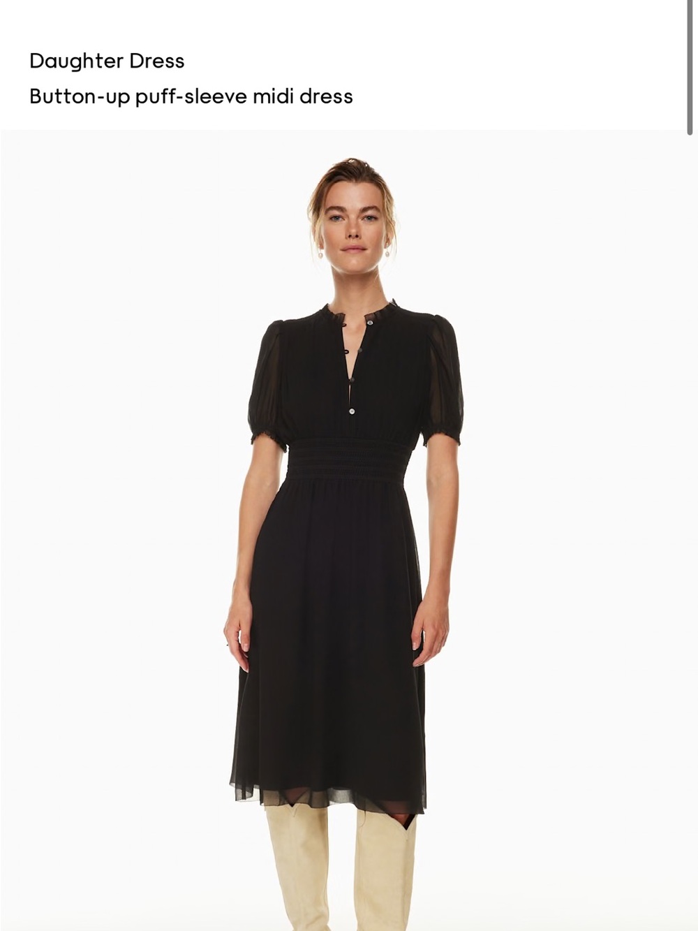 Aritzia Wilfred Button-Up Midi Dress — Black